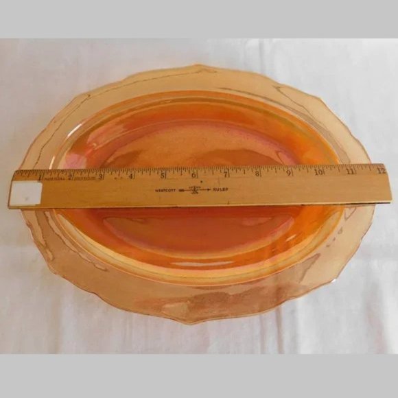 Federal Glass Normandie Bouquet Lattice Sunburst Iridescent Serving Platter 11.5 - Picture 1 of 4